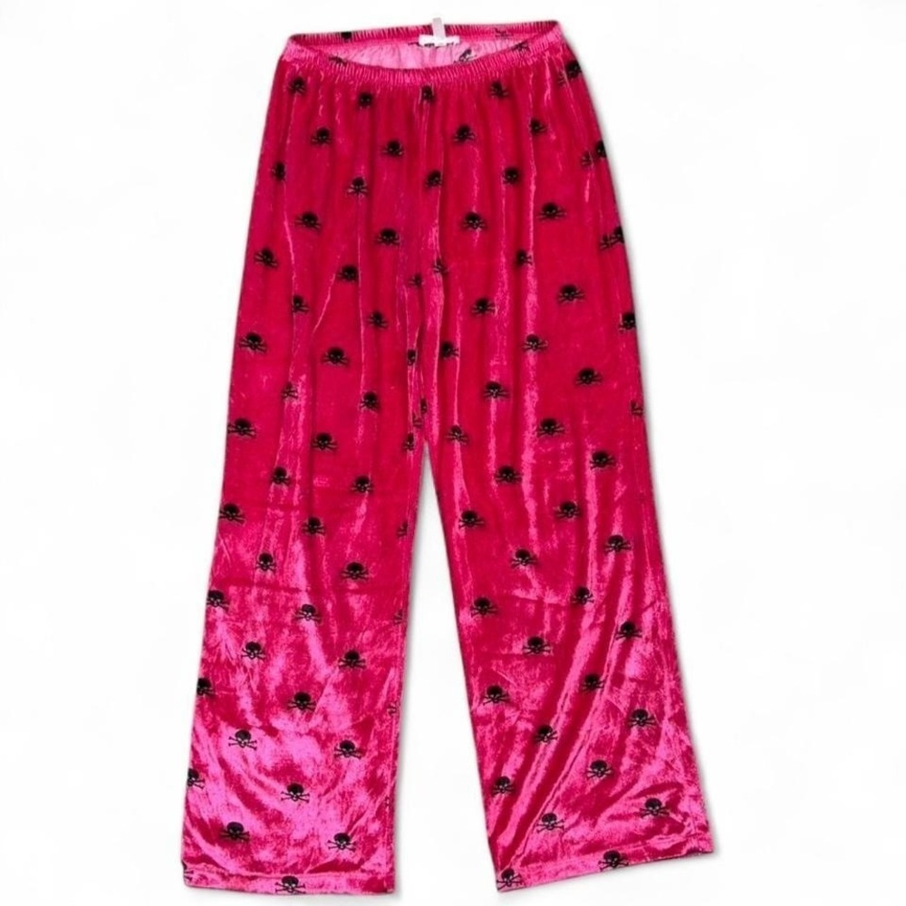 Pink velvet skull print pj pants  Size Small